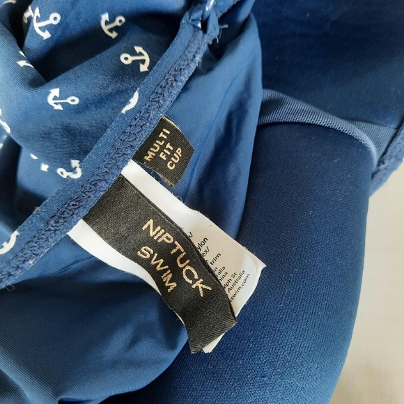 Niptuck Swim Womens One Piece Swimsuit Blue White Anchors Nautical Retro Size 6 - Picture 7 of 11